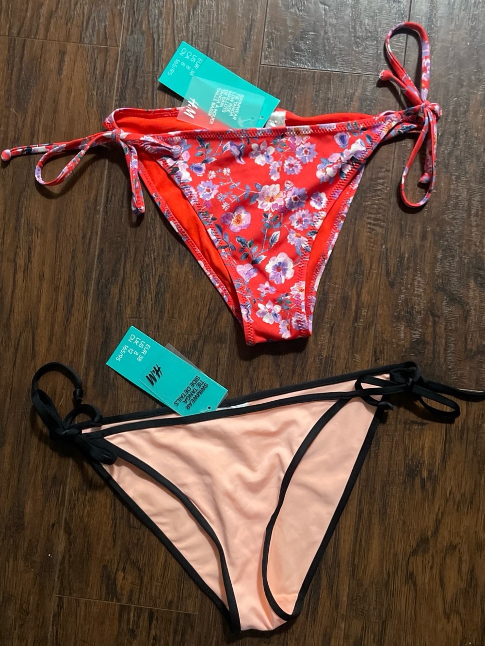 Bundle H&M Red Floral & Blush String Bikini Bottoms